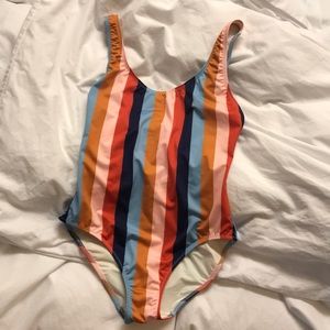 Solid and Striped one piece bathing suit